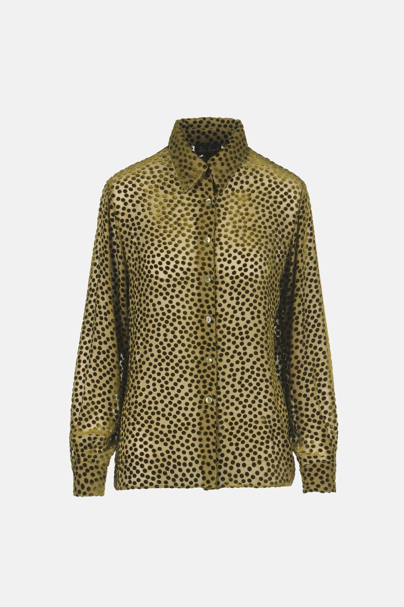 Luisa Spagnoli_Verde Militare_Linaria - Polka-Dot Textured Shirt_LINARIA_1717_06