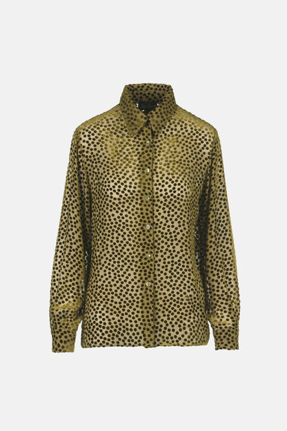 Luisa Spagnoli_Verde Militare_Linaria - Polka-Dot Textured Shirt_LINARIA_1717_06