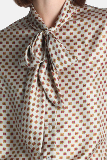 Luisa Spagnoli Var Fondo Crema Women Linosa - Silk Shirt with Lavalli�re SKU: LINOSA_3286 Image 03