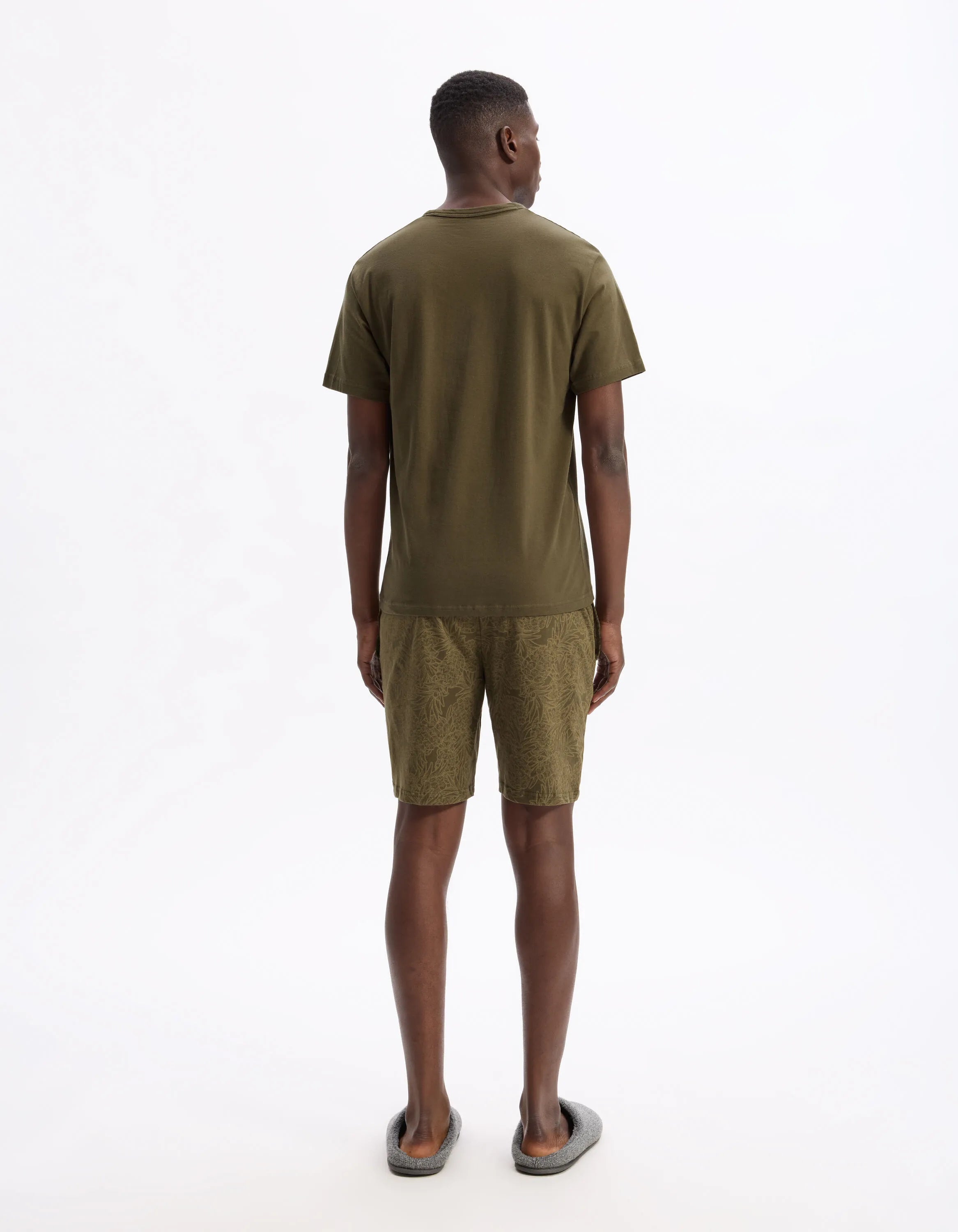 Celio_Khaki_100% Cotton Short Pajamas Pineapple Pattern_LIPYANANAS_KHAKI_02