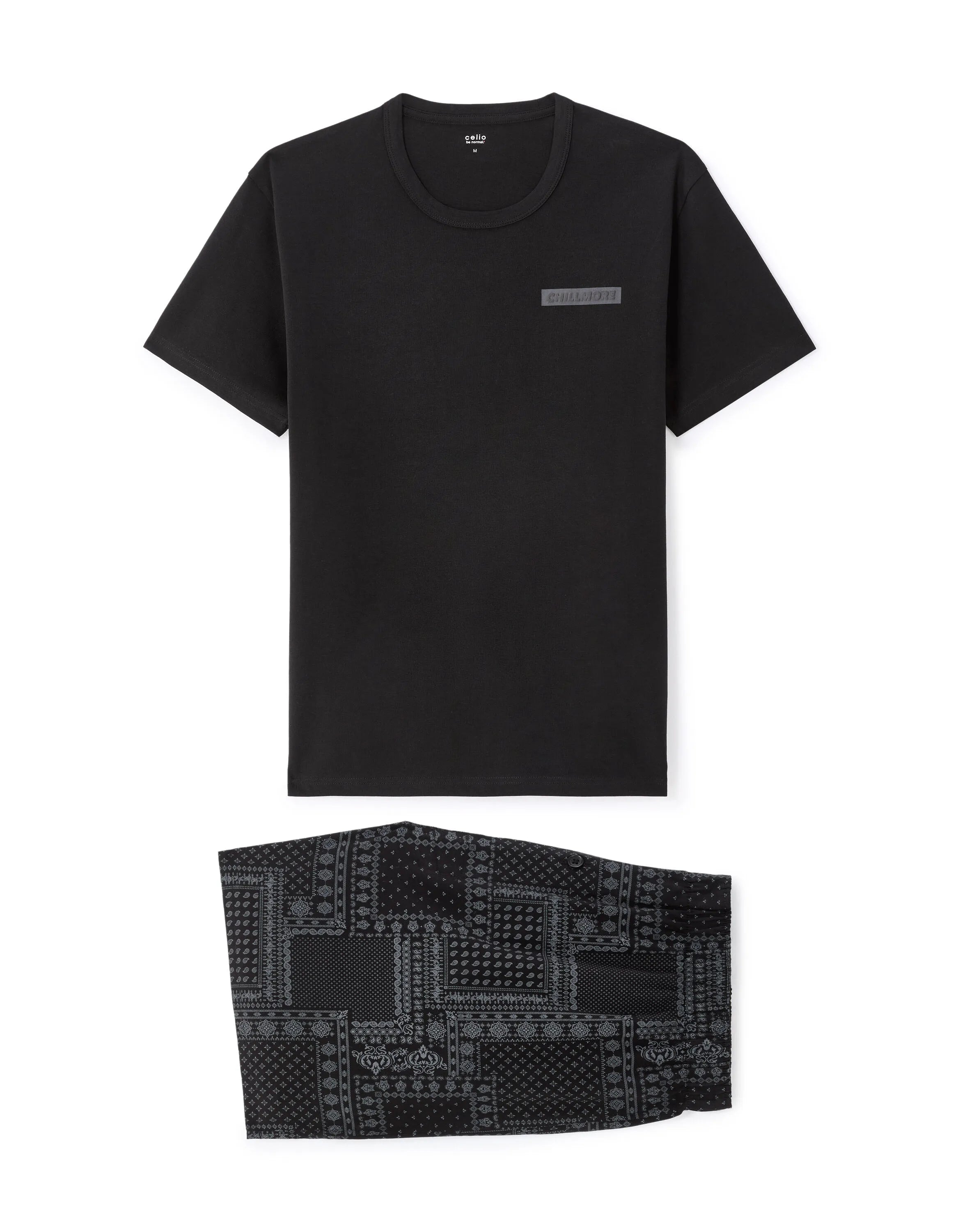 Celio_Black_100% Cotton Pajama Shorts_LIPYCHILL_BLACK_06