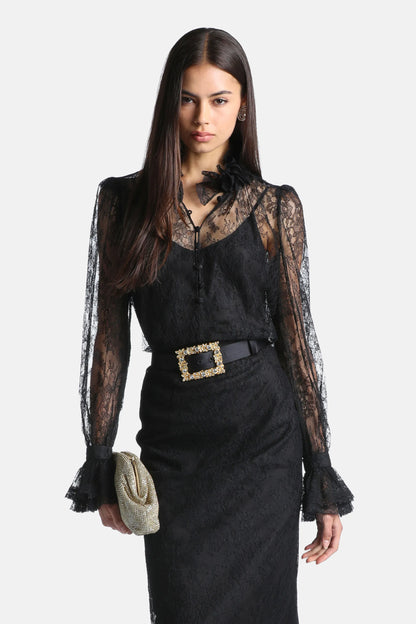 Luisa Spagnoli Nero Women Liquorosa - Elegant Chantilly Lace Shirt SKU: LIQUOROSA_0101 Image 01