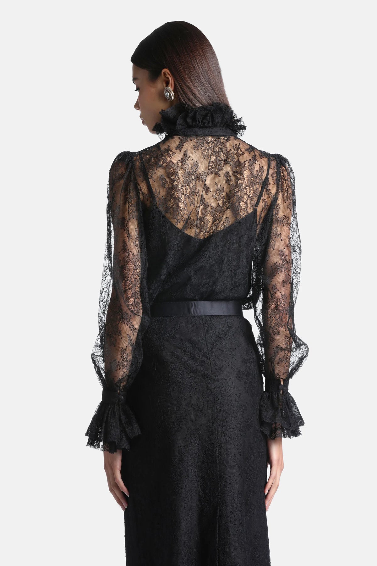 Luisa Spagnoli Nero Women Liquorosa - Elegant Chantilly Lace Shirt SKU: LIQUOROSA_0101 Image 02