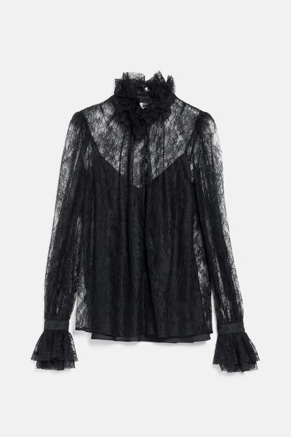 Luisa Spagnoli Nero Women Liquorosa - Elegant Chantilly Lace Shirt SKU: LIQUOROSA_0101 Image 06