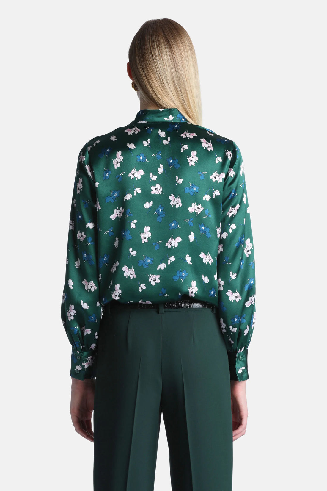 Luisa Spagnoli Var Fondo Verde Women Lisella - Floral-Printed Silk Blouse SKU: LISELLA_4614 Image 02