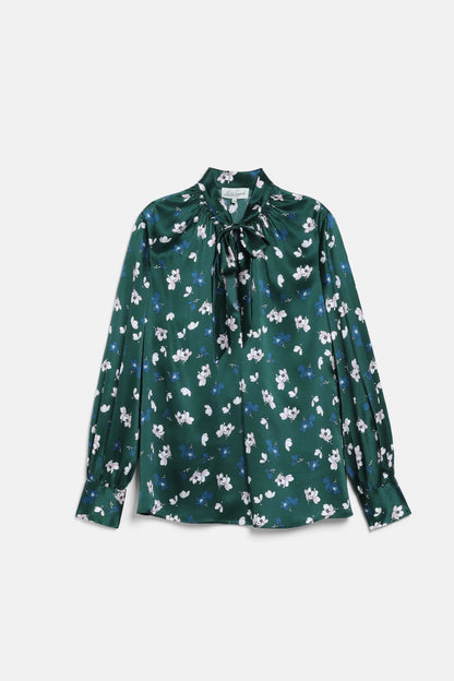 Luisa Spagnoli Var Fondo Verde Women Lisella - Floral-Printed Silk Blouse SKU: LISELLA_4614 Image 06