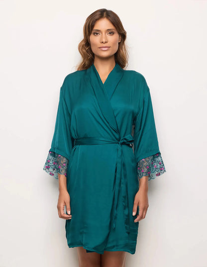 Yamamay_Dark Green_Viscose Kimono with Tulle and Lace Embroidery Ð Berry_LKID183002_121_02