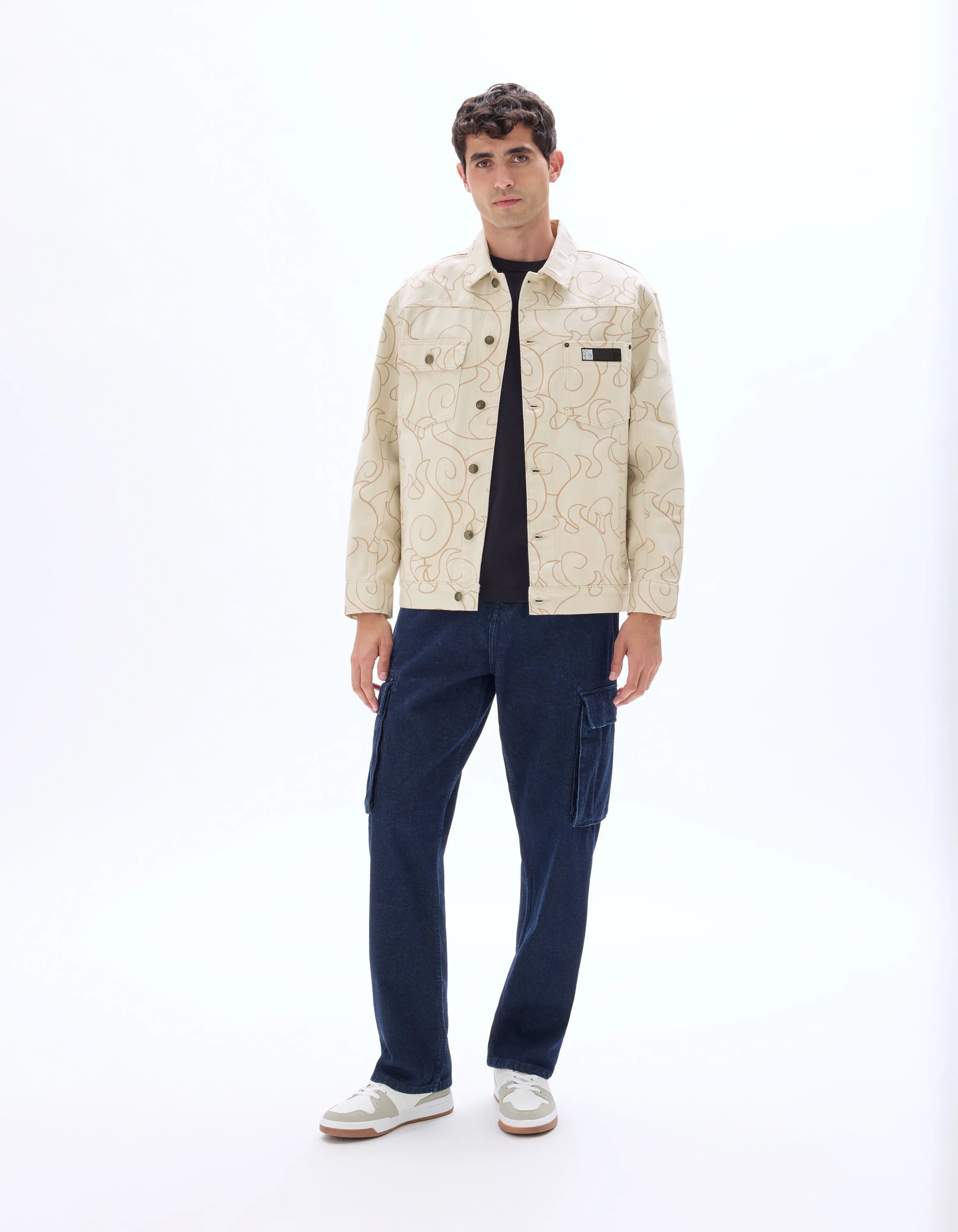 Celio_Light Beige_One Piece Oversized Denim Jacket_LLUONE_LIGHT BEIGE_02