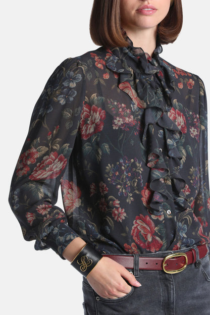 Luisa Spagnoli Var Fondo Marrone Women Loggiate - Ruffle-Trimmed Viscose Shirt SKU: LOGGIATE_4575 Image 02