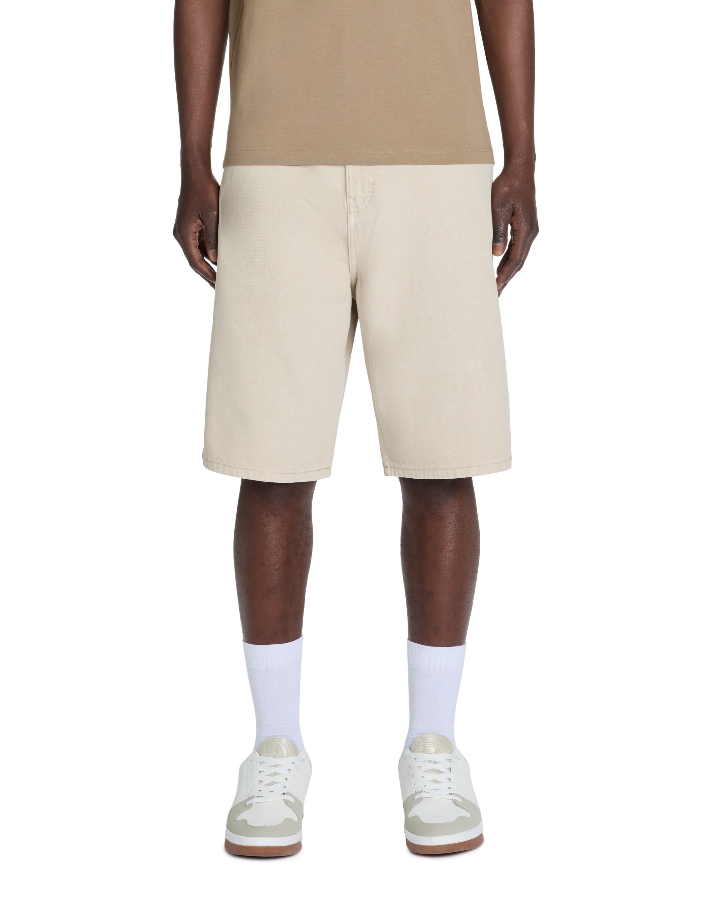 Celio_Beige Baggy Denim Bermuda Shorts_LOLARGEBM_BEIGE_02