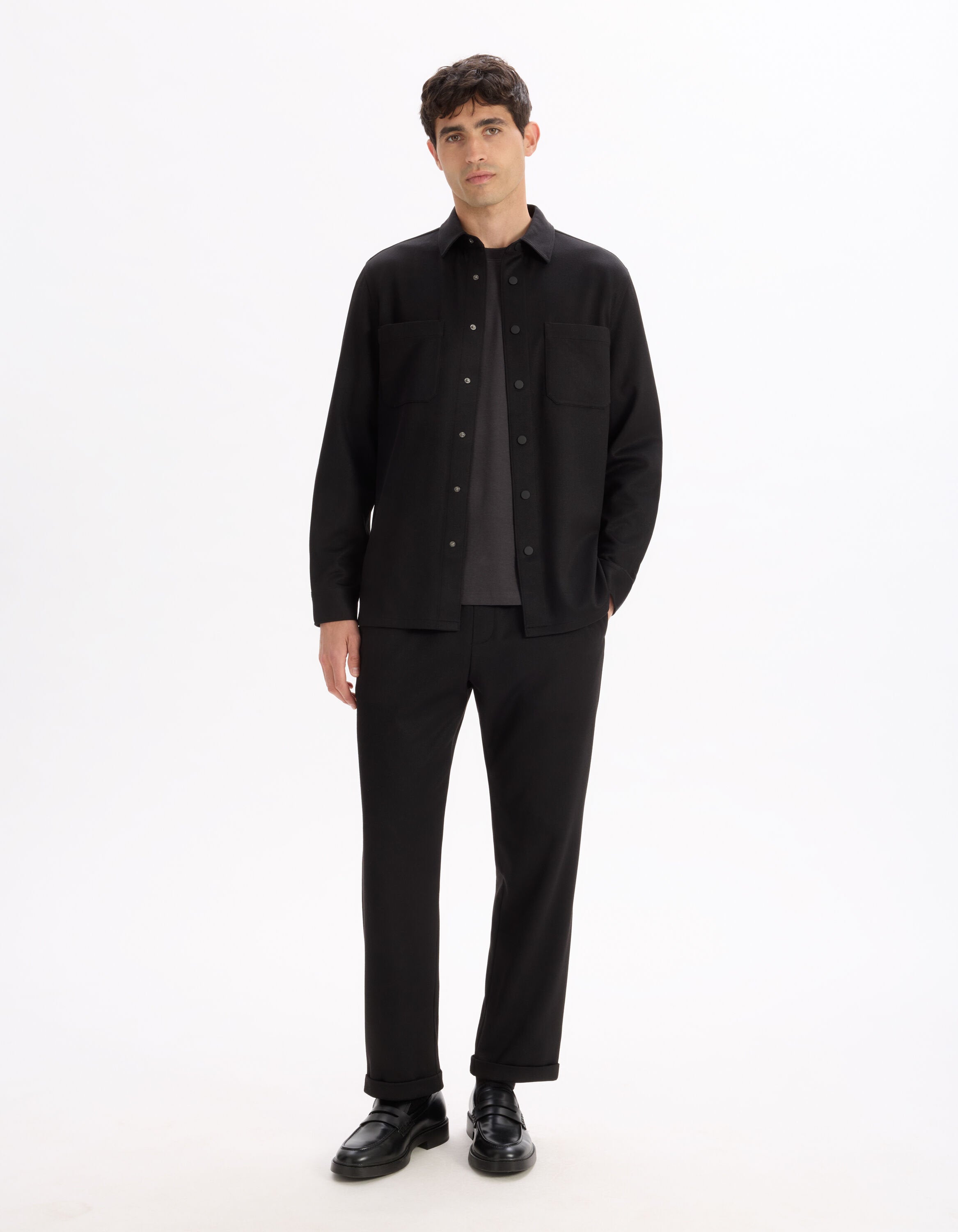 Celio_Black Slim Fit Cotton Stretch Pants_LOPICK_BLACK_01