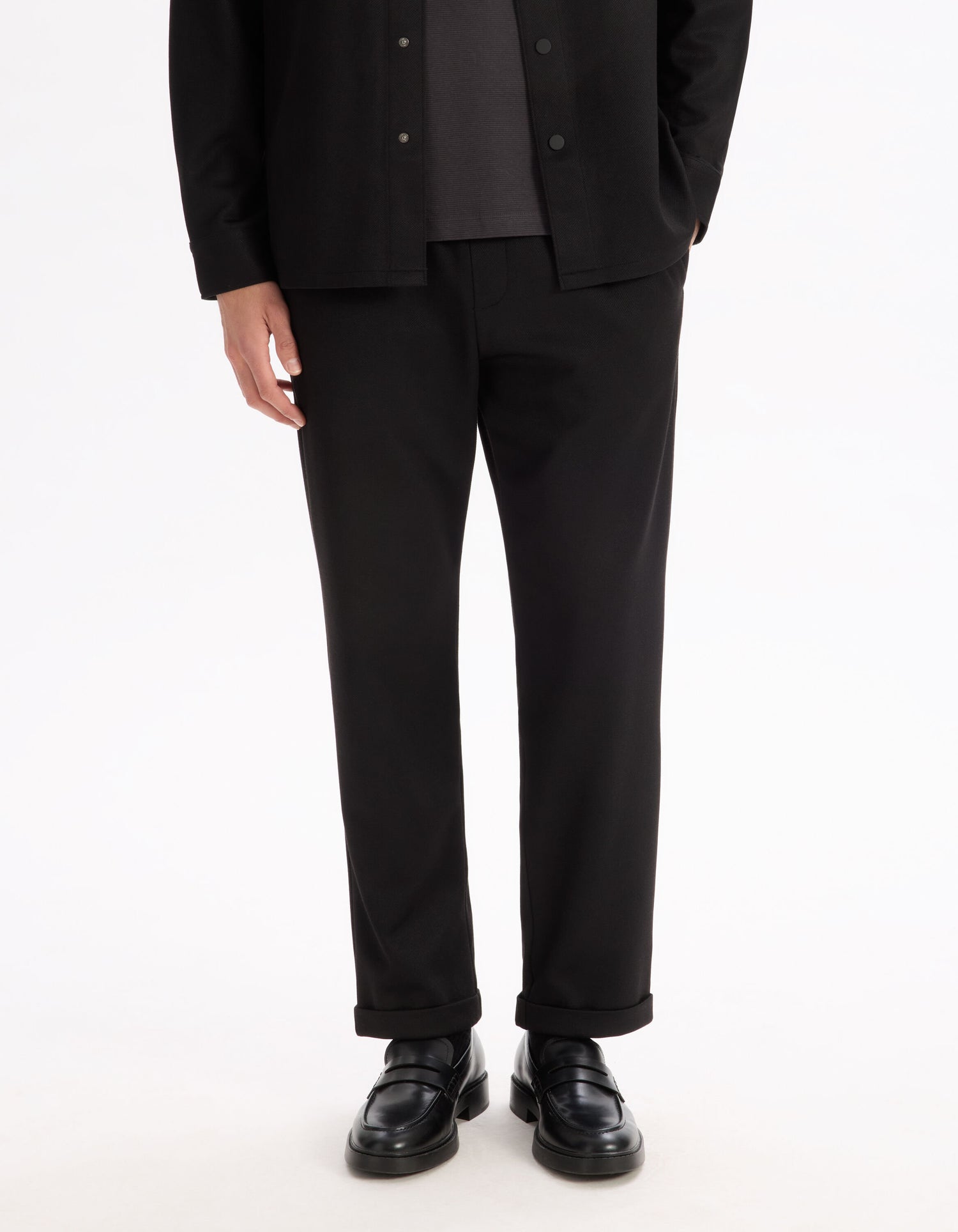 Celio_Black Slim Fit Cotton Stretch Pants_LOPICK_BLACK_02