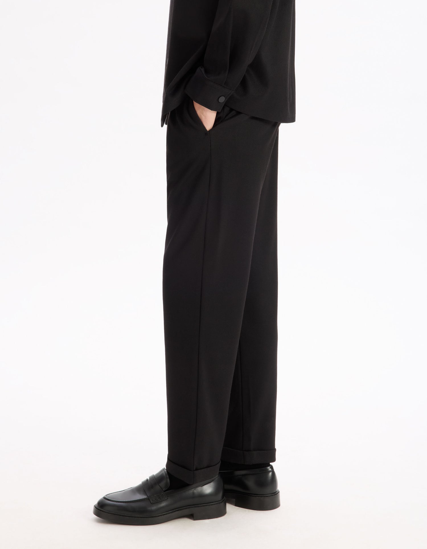 Celio_Black Slim Fit Cotton Stretch Pants_LOPICK_BLACK_04