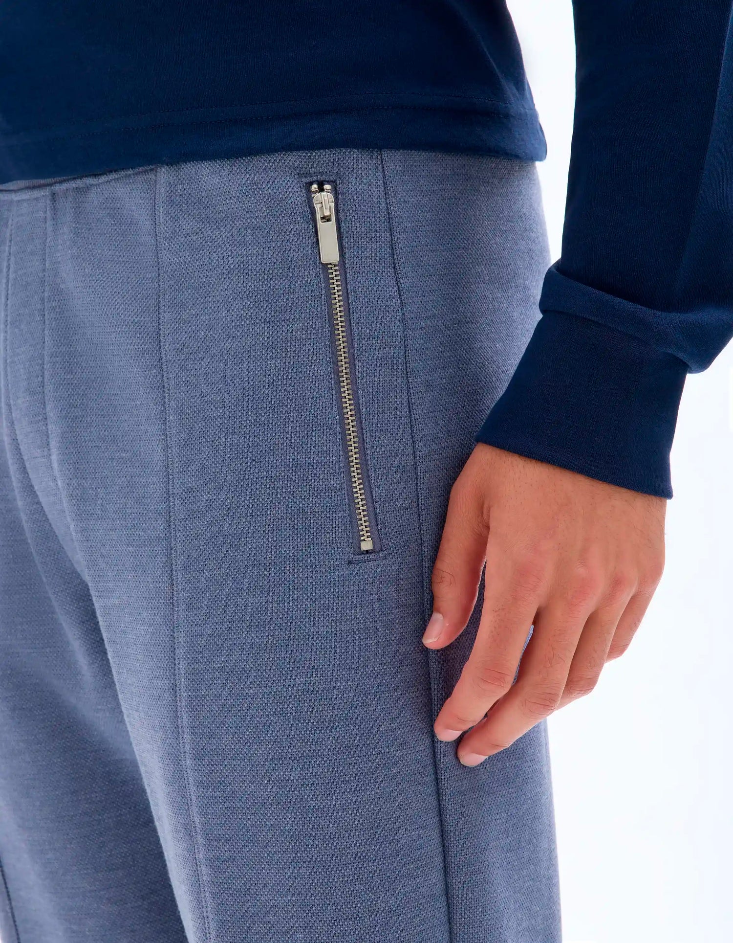 Celio_Heather Grey Blue_Regular-Fit Pique Knit Jogging Pants_LOPIQUET_HEATHER GREY BLUE_04