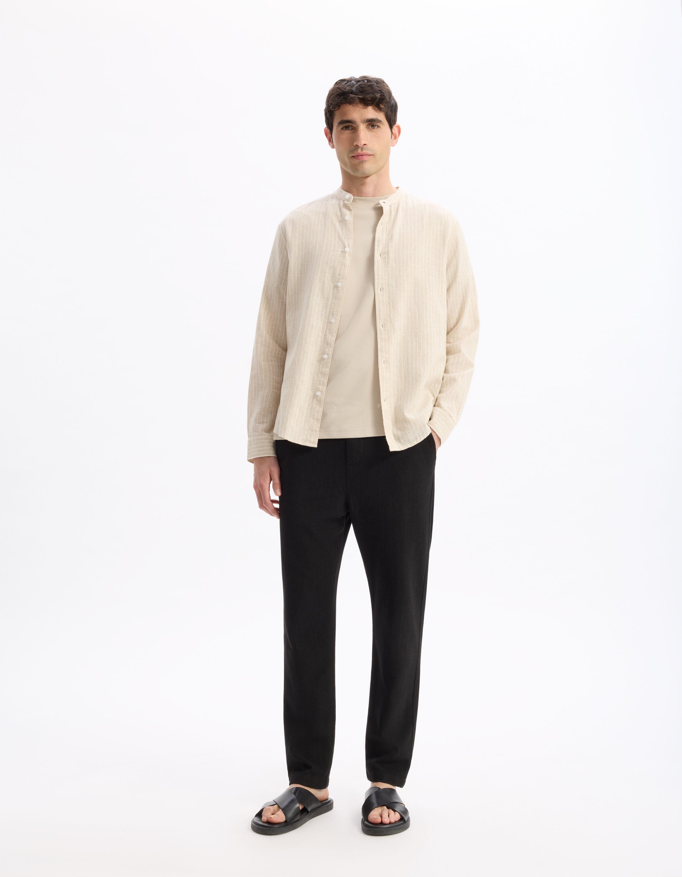 Celio_Black Loose Pants Cotton Blend_LOPLEIN_BLACK_02