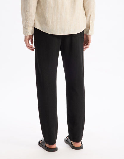 Celio_Black Loose Pants Cotton Blend_LOPLEIN_BLACK_03