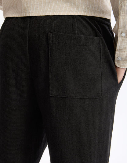 Celio_Black Loose Pants Cotton Blend_LOPLEIN_BLACK_05
