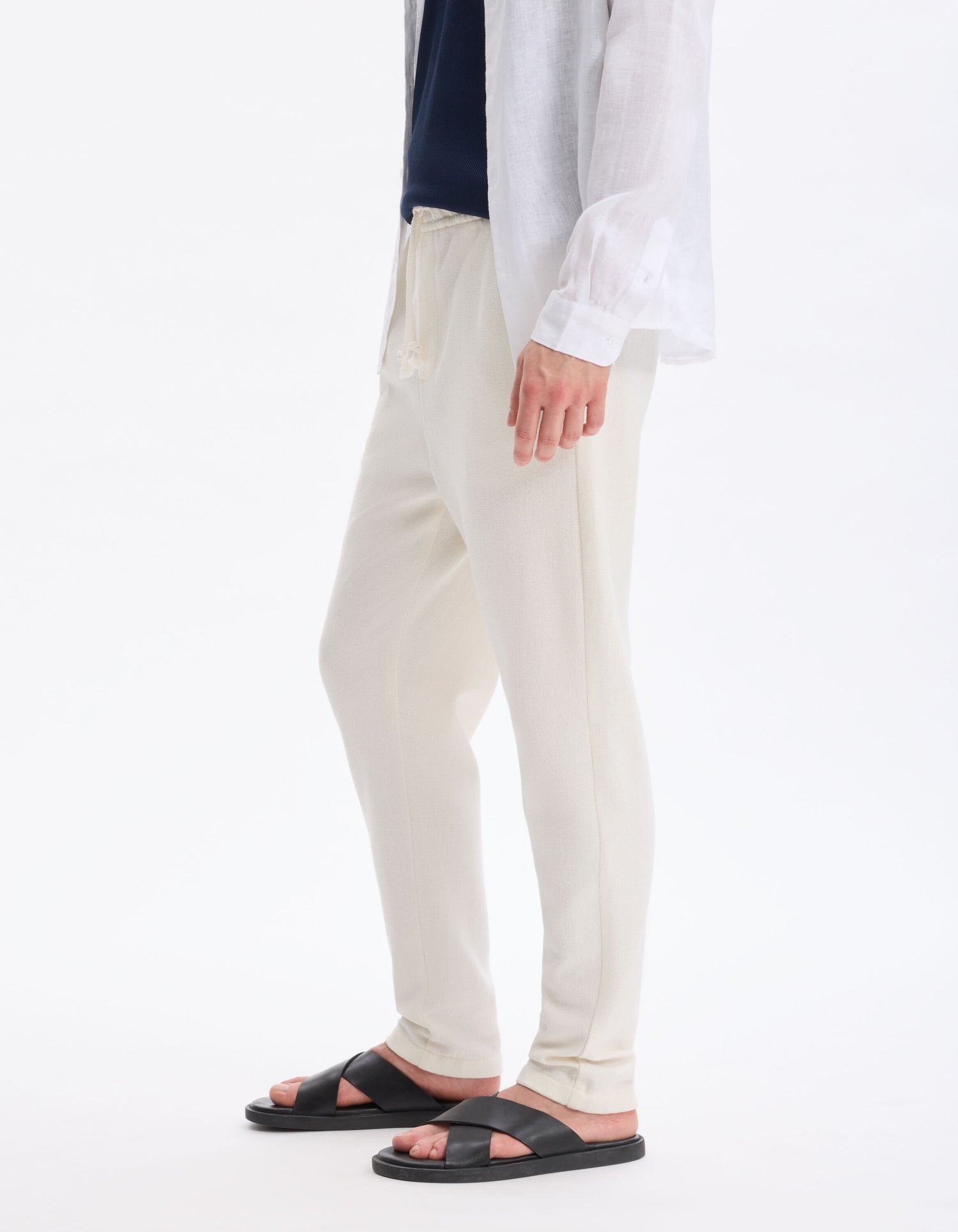 Celio_Beige Loose Pants Cotton Blend_LOPLEIN_ECRU_04