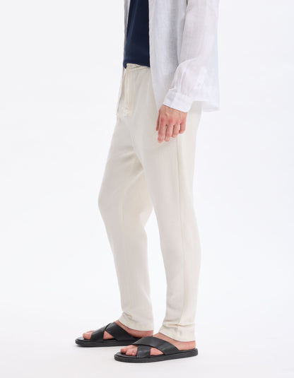 Celio_Beige Loose Pants Cotton Blend_LOPLEIN_ECRU_04