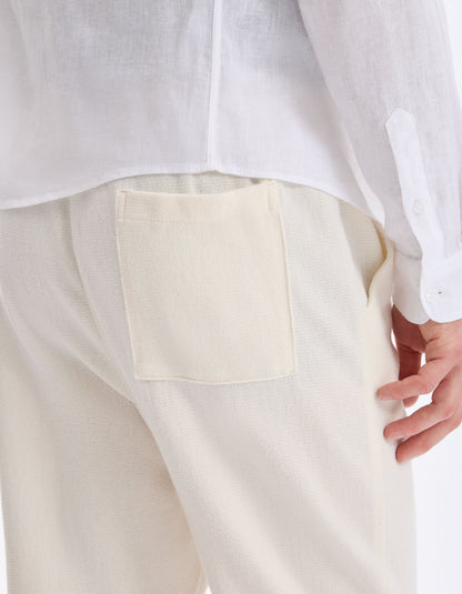 Celio_Beige Loose Pants Cotton Blend_LOPLEIN_ECRU_05