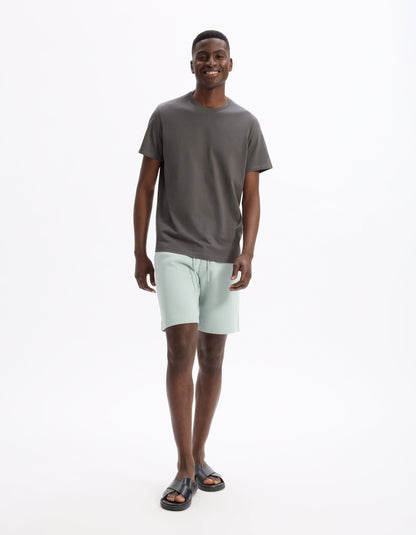 Celio_Light Green Bermuda Shorts in 100% Cotton Fleece_LOSHORT2_LIGHT GREEN 01_01