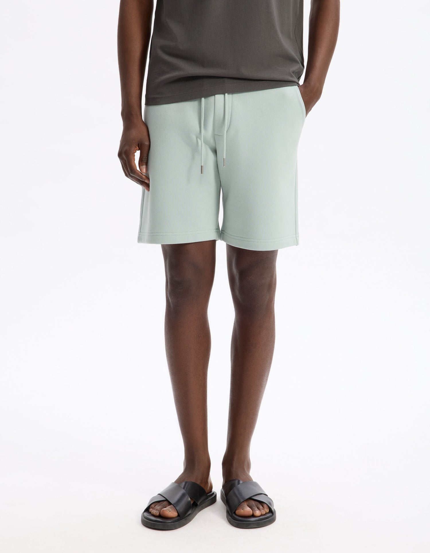 Celio_Light Green Bermuda Shorts in 100% Cotton Fleece_LOSHORT2_LIGHT GREEN 01_02