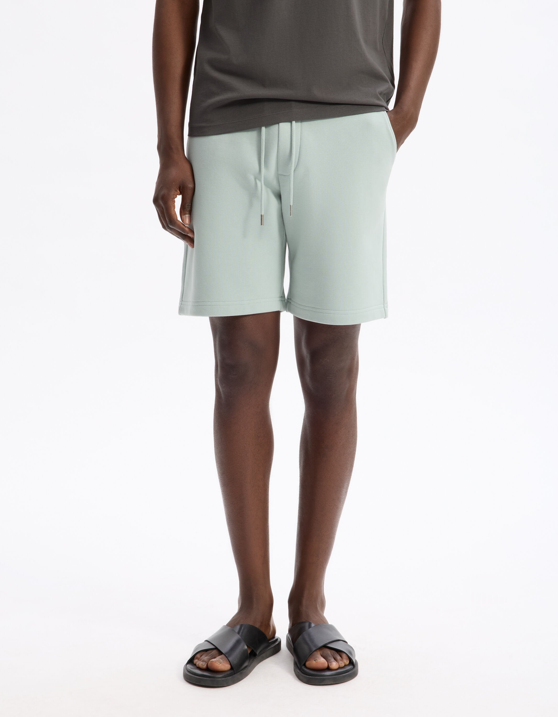 Celio_Light Green Bermuda Shorts in 100% Cotton Fleece_LOSHORT2_LIGHT GREEN 01_02