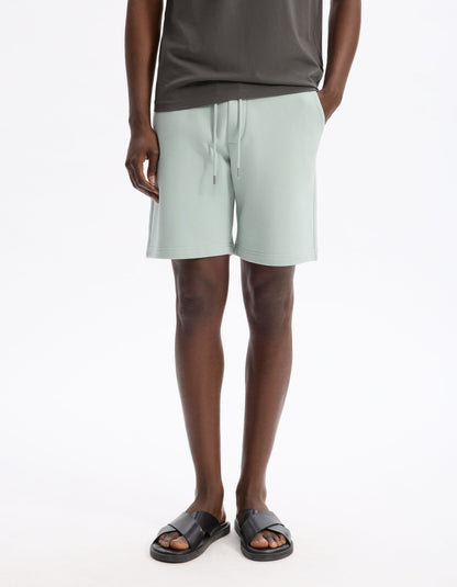 Celio_Light Green Bermuda Shorts in 100% Cotton Fleece_LOSHORT2_LIGHT GREEN 01_02