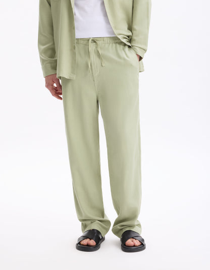 Celio_Green Loose Trousers 100% Cotton Tencel_LOSOFT_SAUGE_01