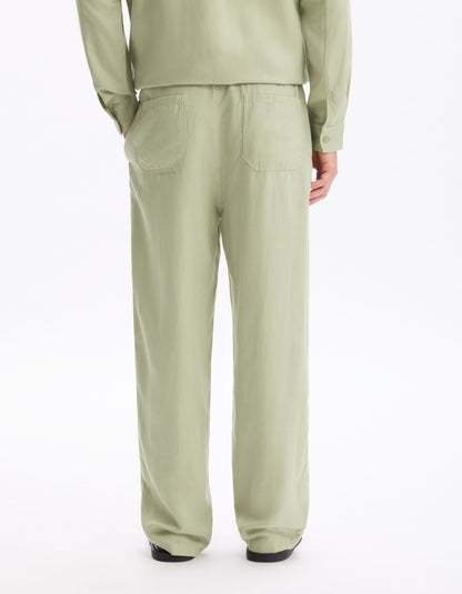 Celio_Green Loose Trousers 100% Cotton Tencel_LOSOFT_SAUGE_03