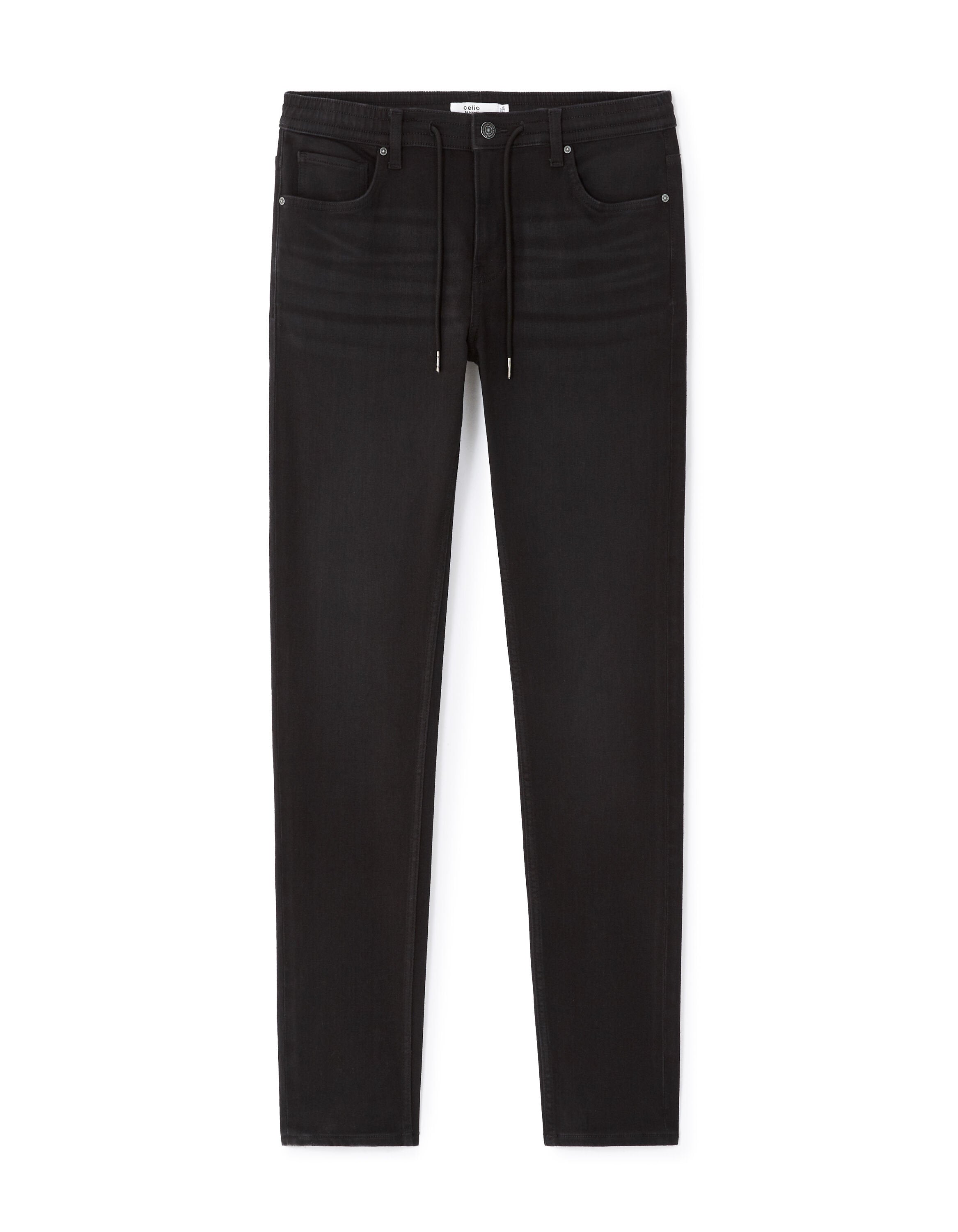 Celio_Black Slim Cotton Stretch Jog Jeans_LOSUPER1_BLACK_07