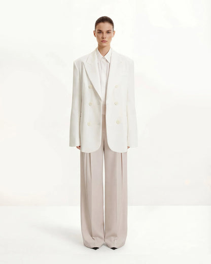 JW PEI Beige Women Pleated Wide-Leg Trousers  SKU: LPA105-8_Beige Image 02