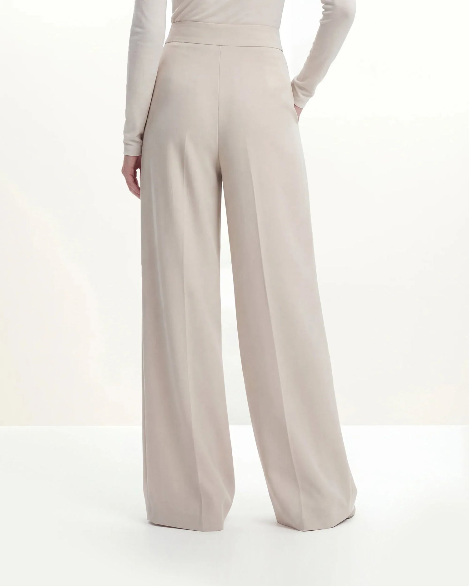 JW PEI Beige Women Pleated Wide-Leg Trousers  SKU: LPA105-8_Beige Image 04