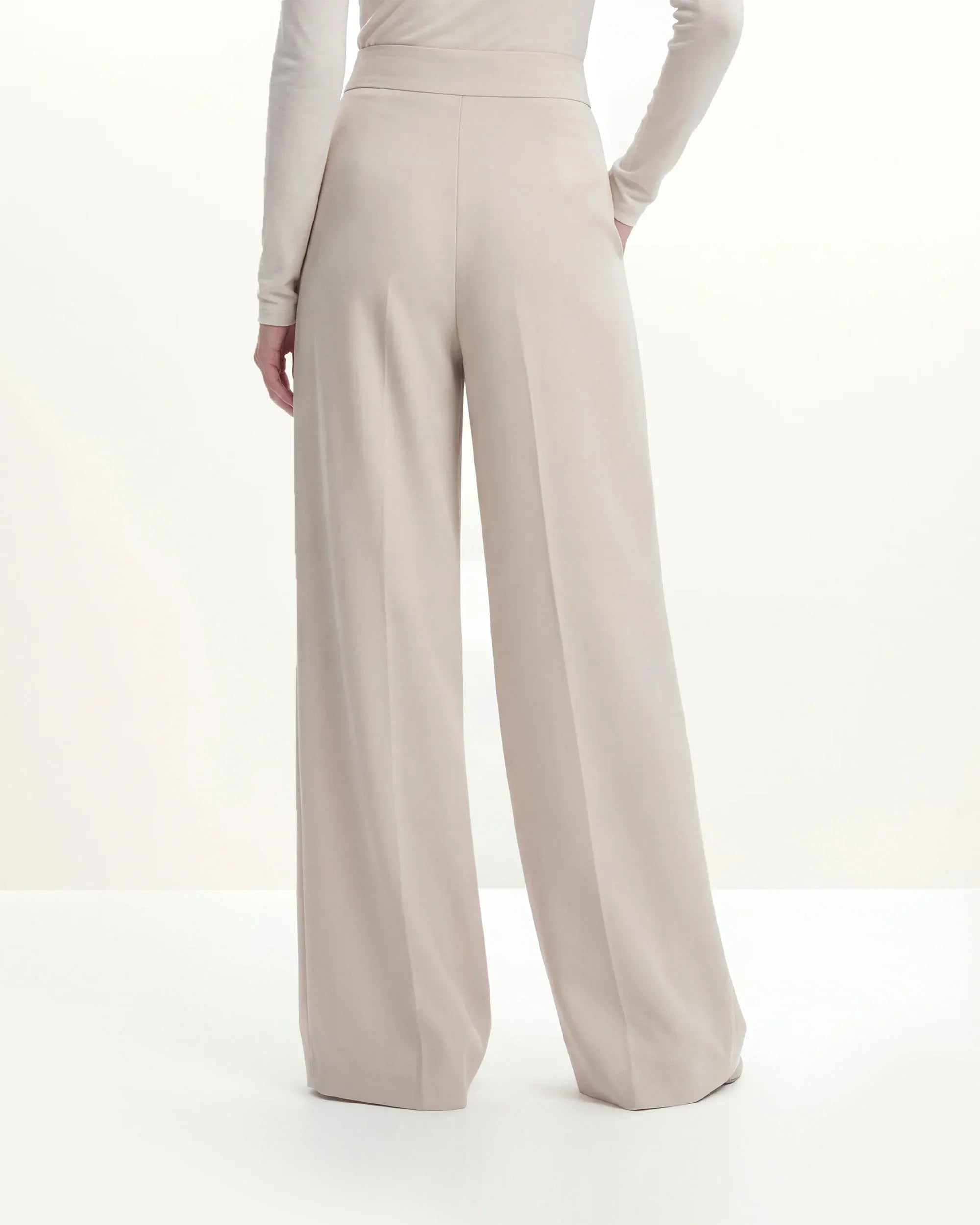 JW PEI Beige Women Pleated Wide-Leg Trousers  SKU: LPA105-8_Beige Image 04