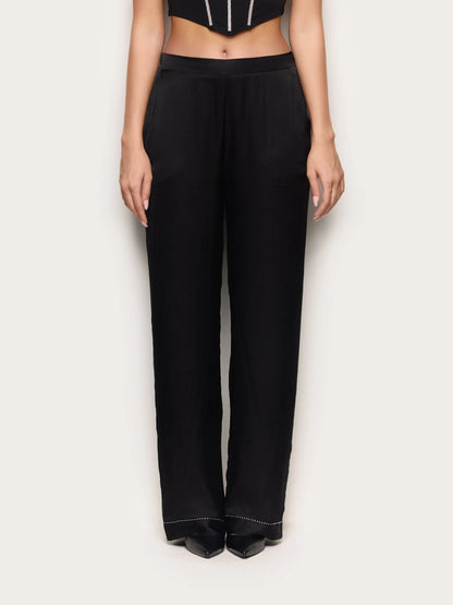 Yamamay_Black_Viscose Satin Pants with Rhinestone Details Bright Satin_LPBD184001_072_02