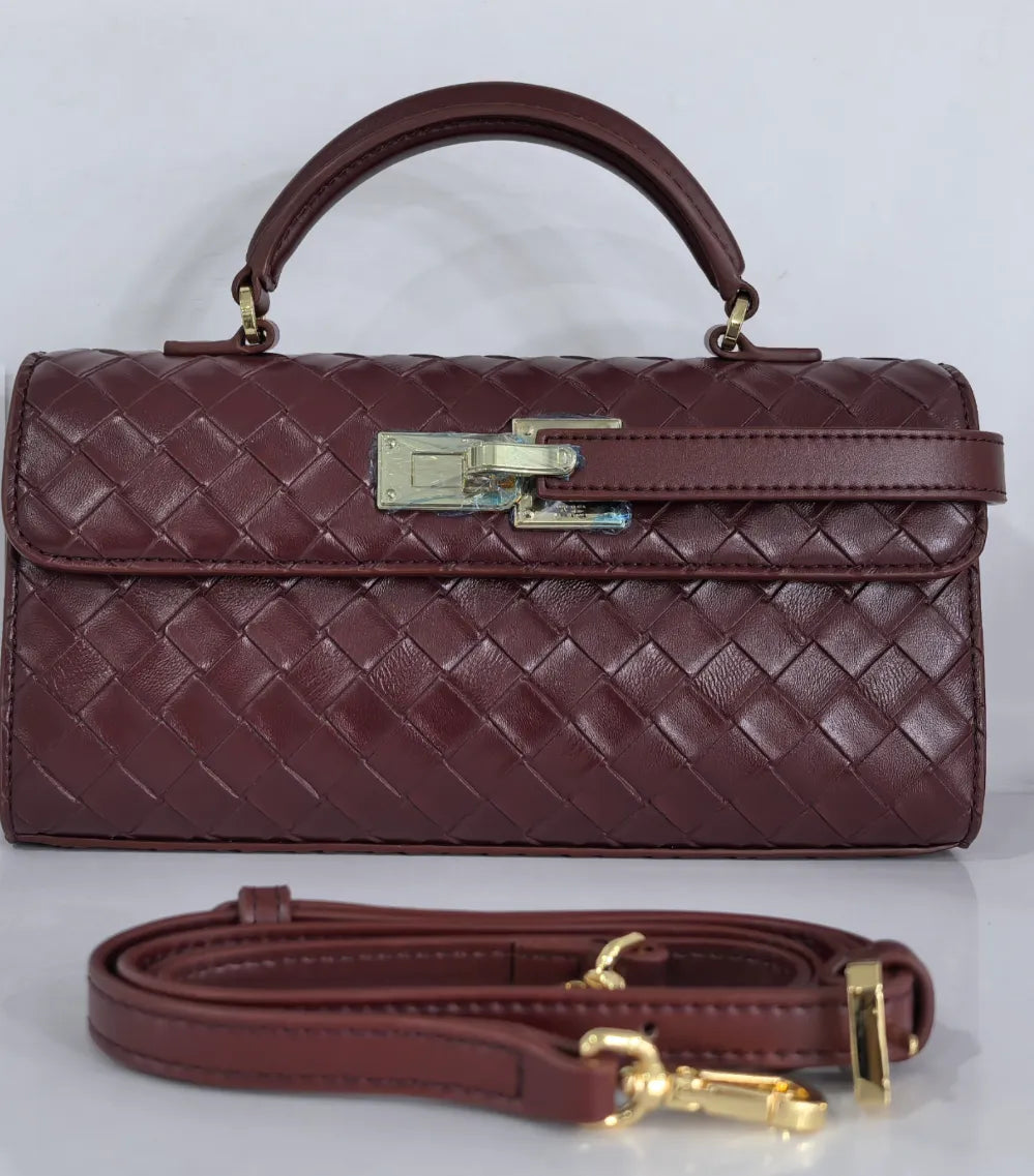 JW Pei Burgundy Women Keyla Weave Texture Top Handle Bag SKU: LS2T199-41W_Burgundy Image 01