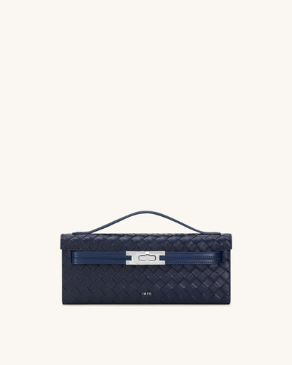 JW PEI Navy Women Bria Weave Texture Bria Structured Top Handle Bag  SKU: LS2T276-51W_Navy Image 01