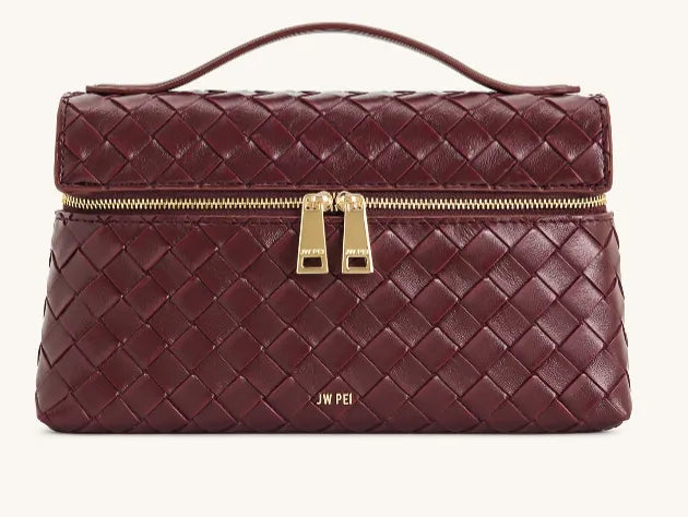 JW Pei Deep Burgundy Women Thea Weave Texture Top Handle Bag SKU: LS2T78-25W_Deep Burgundy Image 01