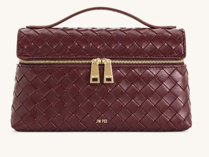 JW Pei Deep Burgundy Women Thea Weave Texture Top Handle Bag SKU: LS2T78-25W_Deep Burgundy Image 01