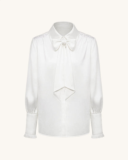 JW PEI_White_Ribbon Tie Balloon Sleeve Blouse_LSH104-2_White_04