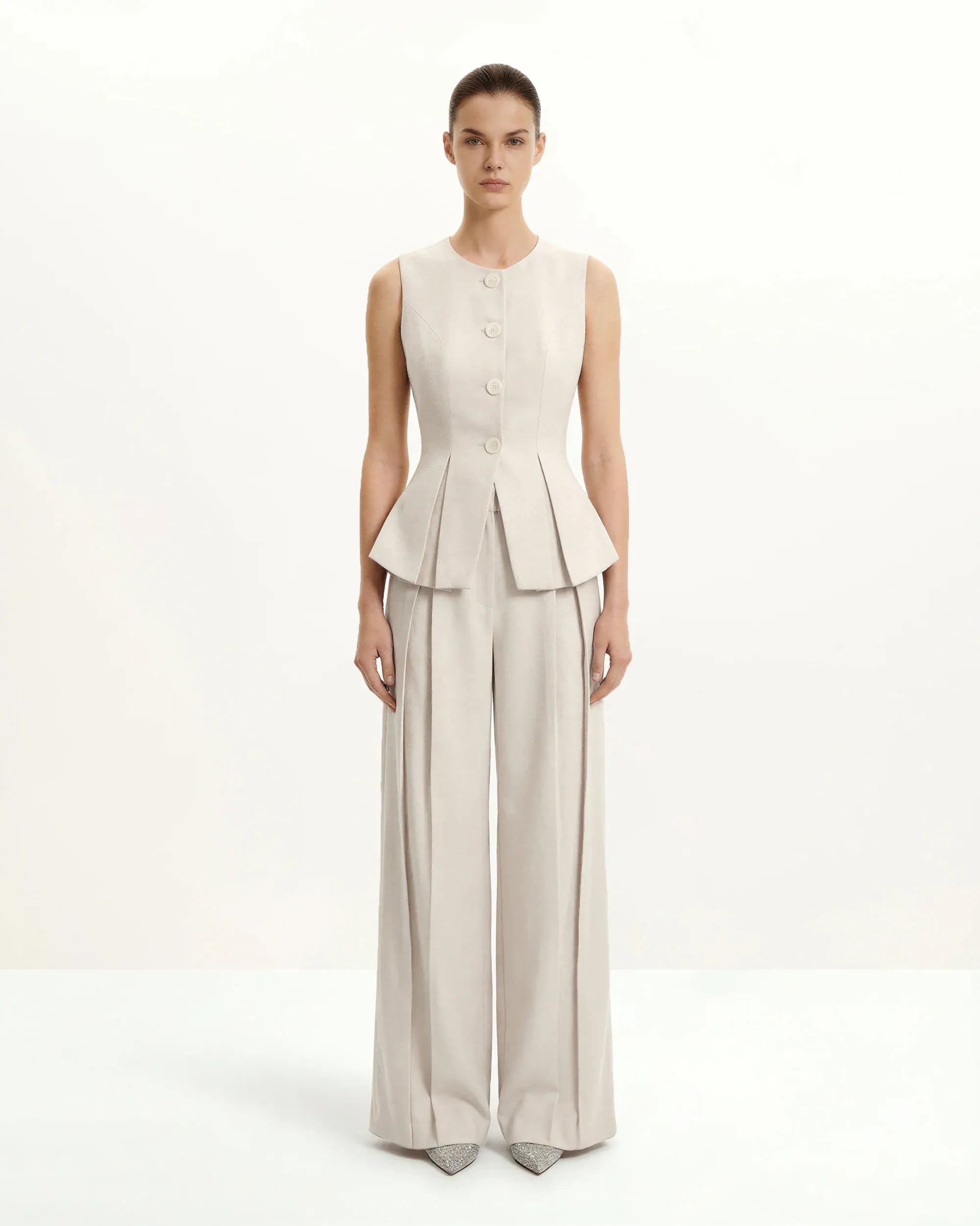 JW PEI Beige Women Structured Seam Round SKU: LSH107-8_Beige Image 01