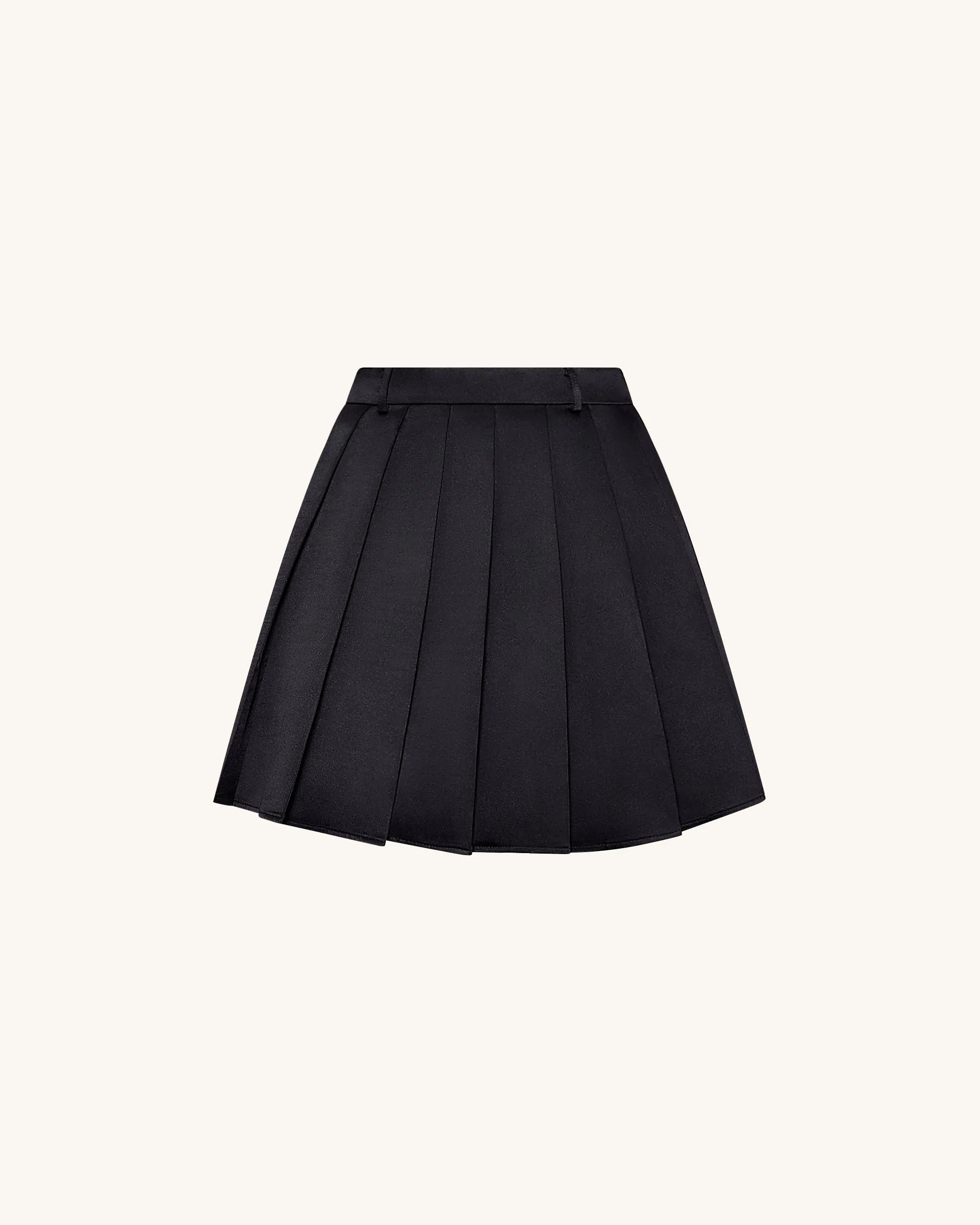JW PEI_Black_Satin Pleated Mini Skirt_LSK106-1_Black_03