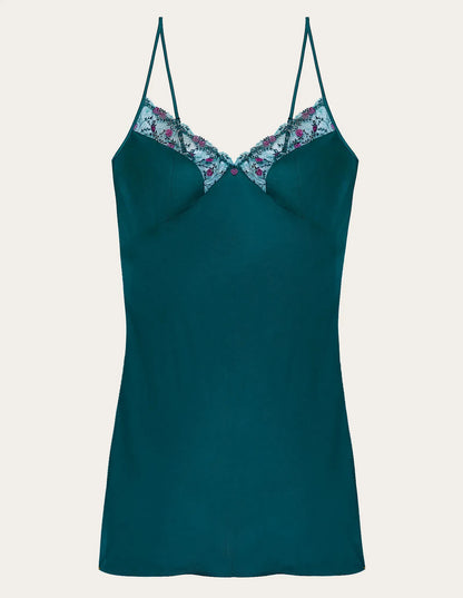 Yamamay_Dark Green_Viscose Slip Dress with Tulle and Embroidery Details Ð Berry_LSOD183010_121_05