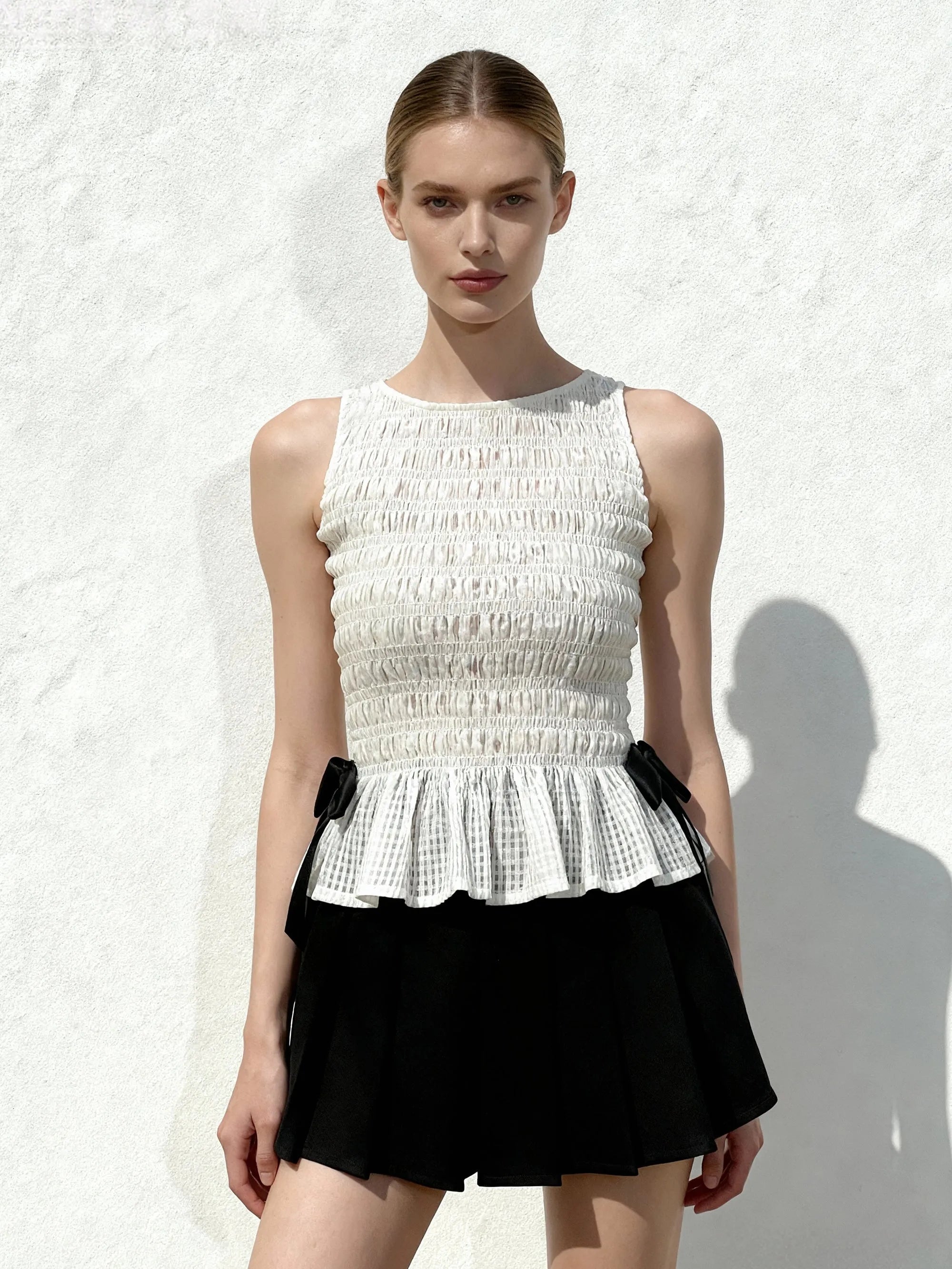 JW PEI_White_Smocked Peplum Sleeveless Top_LTS101-2_White_01