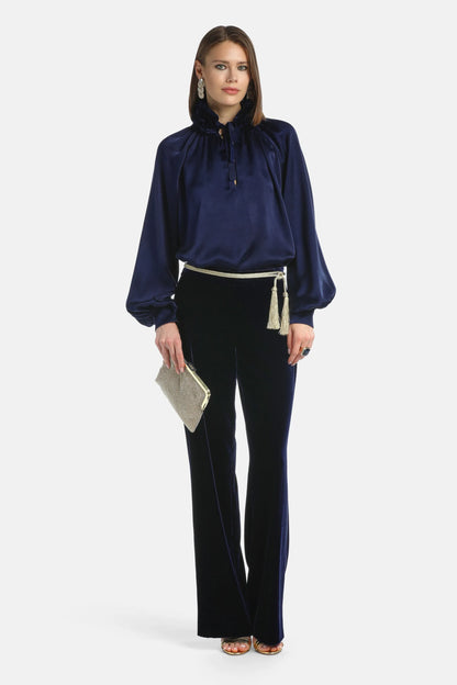 Luisa Spagnoli_Blue_Luanas - Silk Blouse With Floral AppliquŽ_LUANAS_1237_05