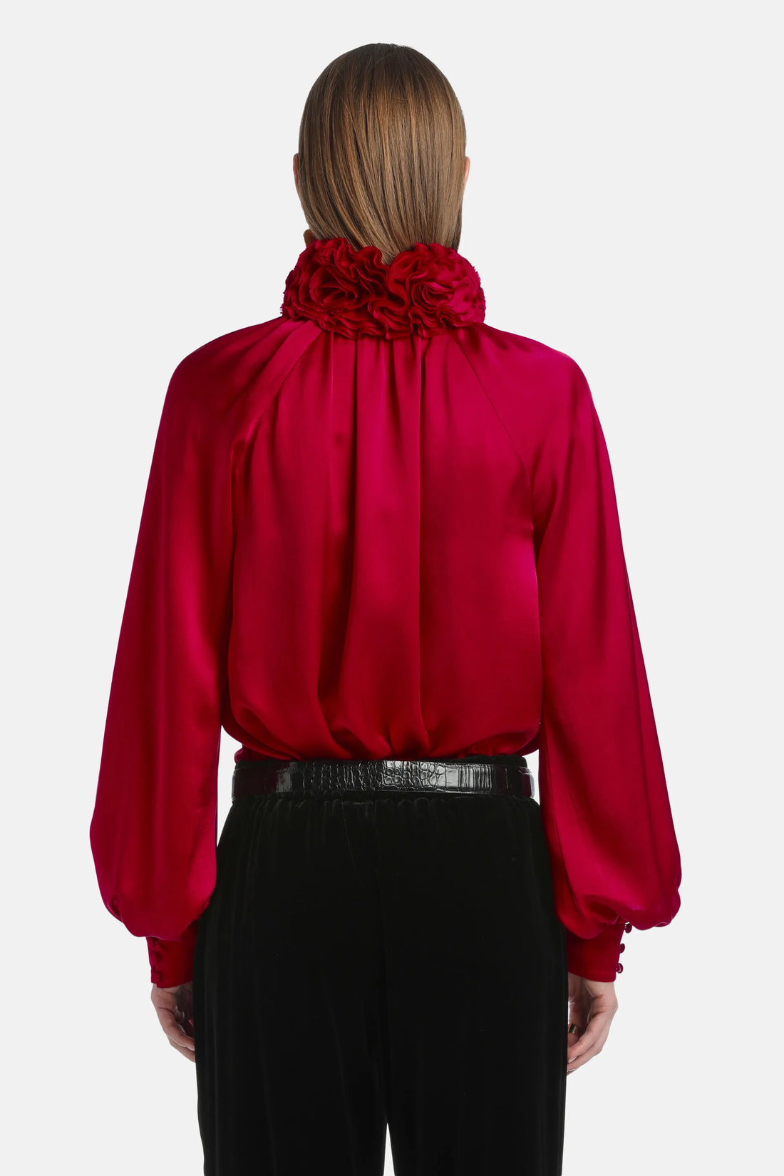 Luisa Spagnoli_Red_Luanas - Silk Blouse With Floral AppliquŽ_LUANAS_1618_02