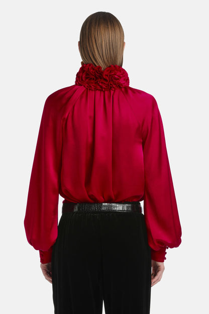 Luisa Spagnoli_Red_Luanas - Silk Blouse With Floral AppliquŽ_LUANAS_1618_02