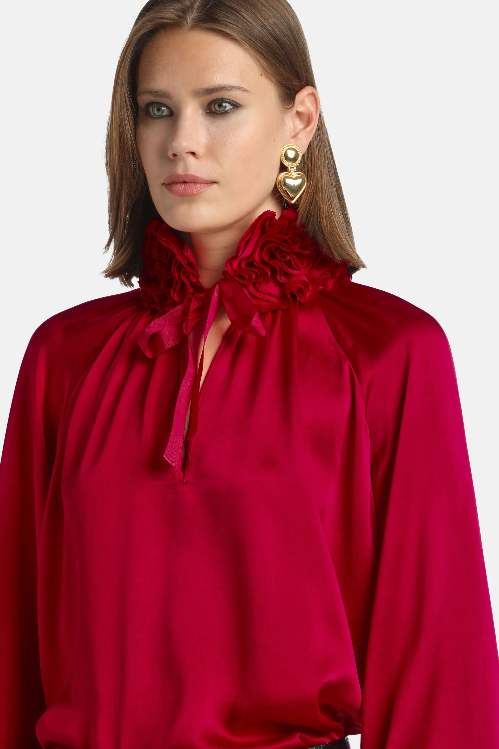 Luisa Spagnoli_Red_Luanas - Silk Blouse With Floral AppliquŽ_LUANAS_1618_03