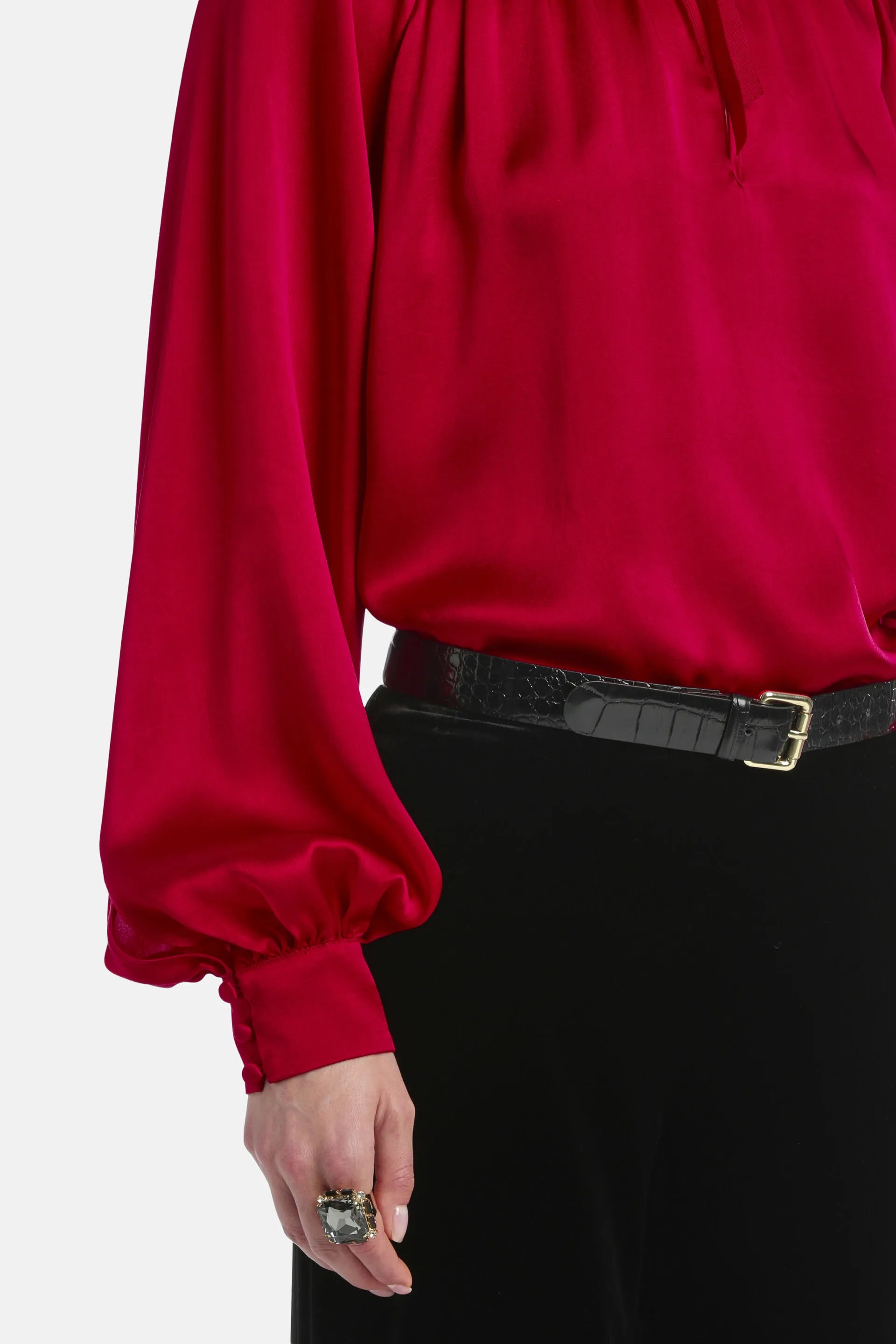 Luisa Spagnoli_Red_Luanas - Silk Blouse With Floral AppliquŽ_LUANAS_1618_04