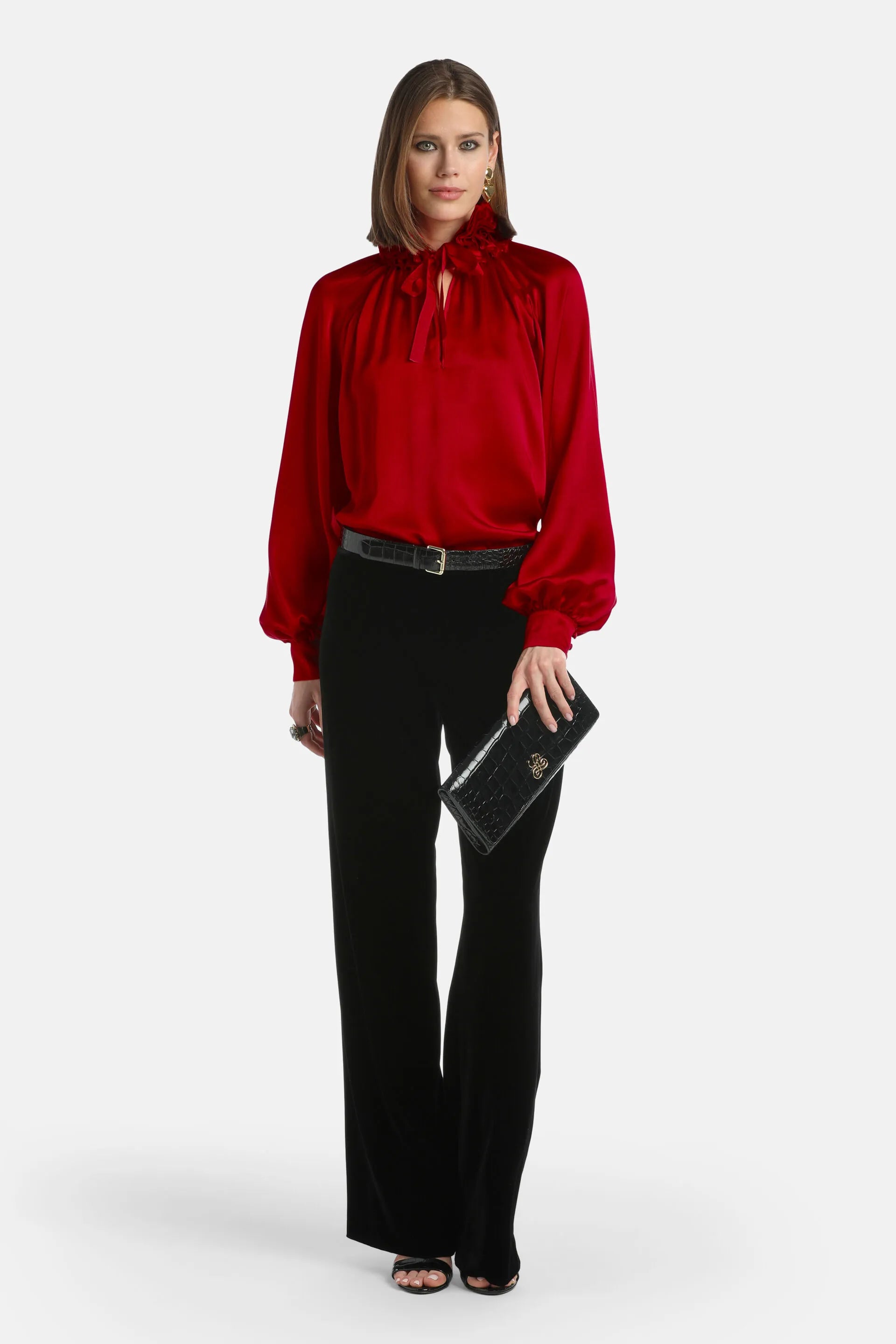 Luisa Spagnoli_Red_Luanas - Silk Blouse With Floral AppliquŽ_LUANAS_1618_05